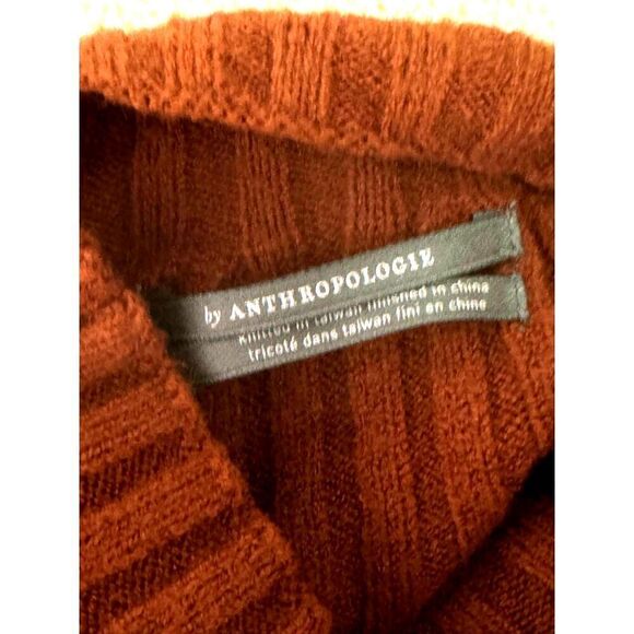 Anthropologie Burnt Orange Wool Blend Mockneck Sweater Sz M EUC - Picture 3 of 5